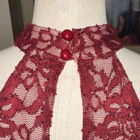 Rephyllis Elegant Burgundy Lace Halter Gown Size Large - Picture 10 of 12